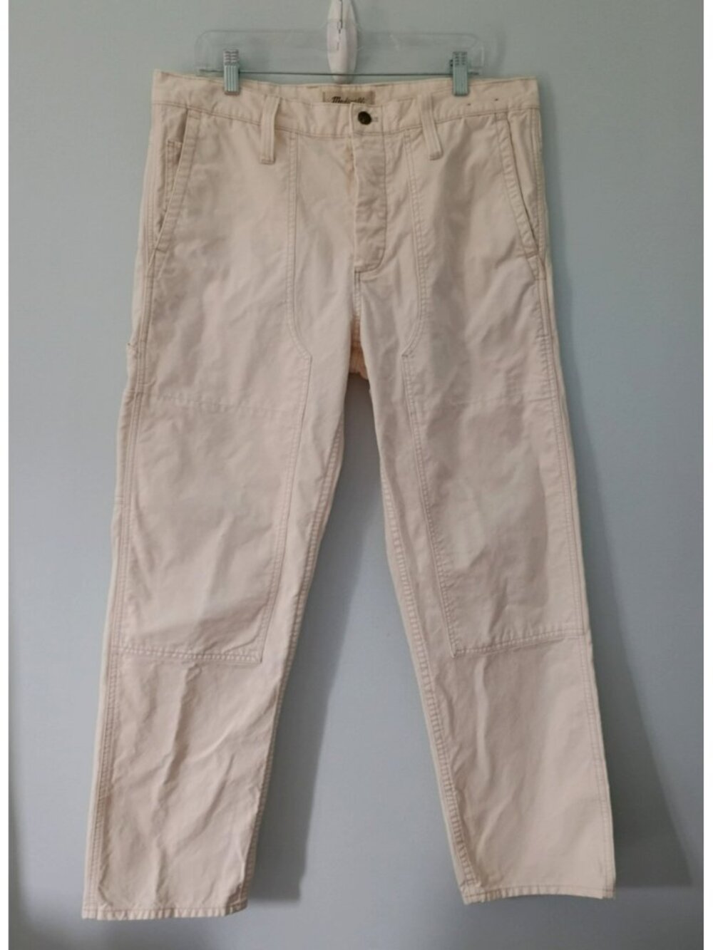 Madewell Men's Pants Relaxed Straight Workwear Button Fly Cream Ecru - 36x31